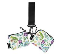 Cute Colorful Chameleon Women's Coin Purses Card Cases Minimalist Coin Purse Wallet Bag with Wristle Strap for Men Women 2 Packs, multi, One Size