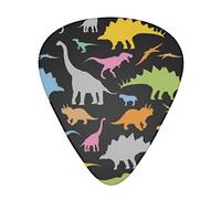 Cute Colorful Dinosaur Funny Plectrums Guitar Picks For Bass Electric Acoustic Guitars (12 Count)