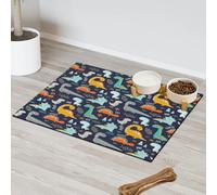 Cute Colorful Dinosaurs Pet Feeding Mat for Cat Dog Water Bowl Food Mats Dinosaurs Pet Feeding Mats Absorbent Nti-Slip Contain Spills Protects Floors Placemat 30.4 x 50.8 cm