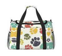 Cute Colorful Dog Paw Hand Travel Bag - Large Reusable Shopping Tote Bag, Perfect for Outdoor Activities, Sports, Camping & Groceries, Black, One Size