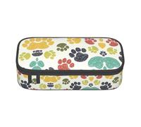 Cute Colorful Dog Paw Portable School Pen Bag with Zipper,High Capacity Sturdy Multifunctional Pencil Case for Kids