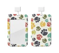 Cute Colorful Dog Paw Print Card ID Badge Holder with Breakaway Lanyard,for Doctor Teacher Nurse Staff Office