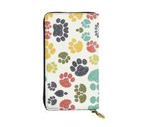 Cute Colorful Dog Paw Print Leather Long Clutch Wallet – Fashionable Personalized Wallet, Multiple Card Slots, Gift Ready, Black, One Size