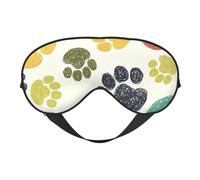 Cute Colorful Dog Paw Print Silk Sleep Mask with Adjustable Buckle Stylish Eye Mask for Women Travel Nap Shift Work Office