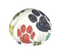 Cute Colorful Dog Paw Print Various Activities Shower Cap Reusable Soft And Lightweight Bath Hair Cap Long Hair
