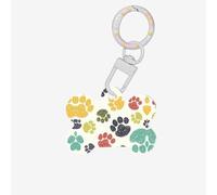 Cute Colorful Dog Paw Printing Bone Shaped Dog Tag Pet Id Tags,Acrylic Dog Tags Cat Tags with Ring for Dog Cat,Pendant Crafts