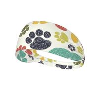 Cute Colorful Dog Paw Printing Double-Sided,Unisex Elastic Sports Headband,Ideal As A Gift For Sports-Loving Friends,Family