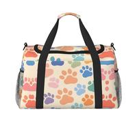 Cute Colorful Dog Paw Travel Bag, Weekender Bags For Women Men For Outdoor Adventures, Ideal For Camping And Hiking, Black, One Size