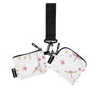 Cute Colorful Dragonfly White Women's Coin Purses Card Cases Slim Detachable Card Wallet Money Organizer with Wristle Strap for Women Men 2 Pcs, cute colorful Dragonfly white, One Size, Modern