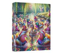Cute Colorful Ducks 3 Ring Binders 1.5 Inch Cute Binder Three Ring with Anti-Slip Clip D Ring Binders for Work School Office, 1 Pack