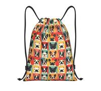 Cute Colorful French Bulldog Print Drawstring Backpack String Bags Unisex Portable String Backpack For Running Travel Yoga 36X42Cm