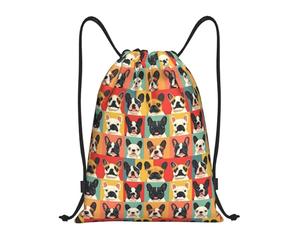Cute Colorful French Bulldog Print Drawstring Backpack String Bags Unisex Portable String Backpack For Running Travel Yoga 36X42Cm