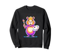 Cute Colorful Hamster Painter With Palette Brush Sweatshirt