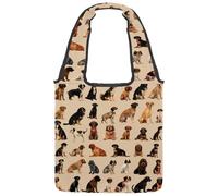 Cute Colorful Hearts in Doodle Style Canvas Tote Bag, Medium Book Tote Reusable Cloth Bag for Women Teachers Nurse
