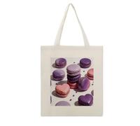 Cute Colorful Macaron Purple Cotton Polyester Blend Canvas Tote Bag