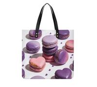 Cute Colorful Macaron Purple Square PU Leather Tote Bag