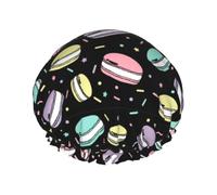 Cute Colorful Macaron Shower Cap Elastic And Reusable Double Waterproof Shower Hat For Women
