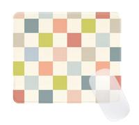 Cute Colorful Mouse Pad,Retro Checkered Pattern Mousepad,Square Aesthetic Waterproof Mouse Mat Design, Non-Slip Rubber Base Funny Boho Small Mouse Pads, Desk Accessories,Beige Light Colors