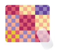 Cute Colorful Mouse Pad,Retro Checkered Pattern Mousepad,Square Aesthetic Waterproof Mouse Mat Design, Non-Slip Rubber Base Funny Boho Small Mouse Pads, Desk Accessories,Pink Yellow Purple