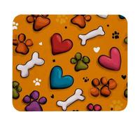 Cute Colorful Paw Hearts and Bones Mouse Pad Desk Mousepad for Laptop and Computer, Non-Slip Rubber Base Wireless Mouse Pads for Home, Office, 8.3 x 9.8 inch