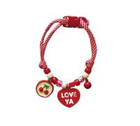 Cute Colorful Pet Necklace Braided Adjustable Cat Puppy Collar with Bells Neck Chain(J)
