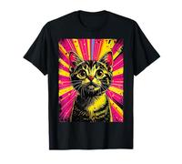 Cute Colorful Pop Art Cat Face Retro Sunburst Kitten T-Shirt