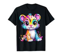 Cute Colorful Rainbow Tiger Cub Big Eyes Adorable Animal T-Shirt