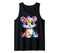 Cute Colorful Rainbow Tiger Cub Big Eyes Adorable Animal Tank Top
