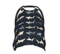 Cute Colorful Shark Print Baby Car Seat Covers, Breathable Nursing Cover Breastfeeding Cover, Stroller Covers, Multi-use Infant Carseat Canopy, Baby Boys Girls Newborn Essentials