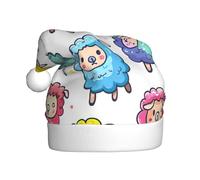 Cute Colorful Sheep Cartoon Pattern Christmas Hat Santa Hat Costume Accessory For Xmas New Year Holiday Party Headwear