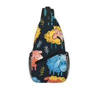 Cute Colorful Sheep Cartoon Pattern Crossbody Sling Bag Crossbody Shoulder Chest Bag Shoulder Strap Waist Fanny Pack Men Women