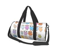 Cute Colorful Sheep Cartoon Pattern Duffle Bag With Shoes Compartment And Adjustable Strap,Foldable Travel Duffel Bags For Men Women,Waterproof Duffel Bags, Black, One Size