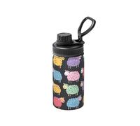 Cute Colorful Sheep Cartoon Pattern Print 12 Oz Insulated Double Walled Stainless Steel Metal Water Bottle for Cold Hot Drink