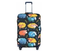 Cute colorful sheep cartoon pattern Print Decorative Travel Luggage Cover Concealed Zipper Suitcases Anti Scratch Dustproof, White, M