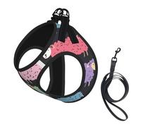 Cute Colorful Sheep Cartoon Pattern Print Dog Harness Leash Set Reflective Pet Harness Puppy Vest Suitable Dogs Cats Small Breeds