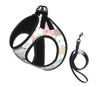 Cute Colorful Sheep Cartoon Pattern Print Dog Harness Small Sized And Leash Set, Step In Soft Light Puppy Vest Breathable Mesh Pet Harness