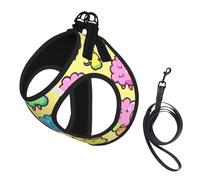 Cute Colorful Sheep Cartoon Pattern Print Pet Vest Harnesses Leash Set Reflective Puppy Vest Dogs Walking Training Dog Harness