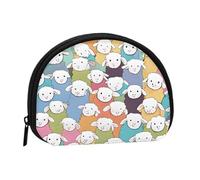 Cute Colorful Sheep Cartoon Pattern Print Portable Mini Storage Bag Shell Shaped Wallet Small Coin Wallet Shell Storage Bag
