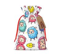Cute Colorful Sheep Cartoon Pattern Print Reusable Gift Bags,Drawstring Gift Bags For Jewelry And Gifts,For Festive Occasions