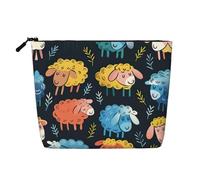 Cute Colorful Sheep Cartoon Pattern Print Travel Makeup Toiletry Bag for Women Large Capacity Cosmetic Bags Organizer Train Cases