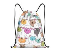 Cute Colorful Sheep Cartoon Pattern Title: Lightweight Drawstring Duffel Bag â€“ Water-Resistant Foldable Gym Sack with Adjustable Shoulder Strap, Ideal for Sports, Yoga, Travel and School