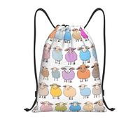 Cute Colorful Sheep Cartoon Pattern Title: Lightweight Drawstring Duffel Bag â€“ Water-Resistant Foldable Gym Sack with Adjustable Shoulder Strap, Ideal for Sports, Yoga, Travel and School