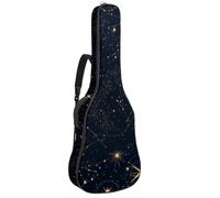 Cute Colorful Space with Planets Stars Astrology Pattern Guitar Bag, Padded Acoustic Guitar Case Backpack with Adjustable Shoulder Strap Pockets