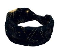 Cute Colorful Space with Planets Stars Astrology Pattern Wide Headbands for Women, Yoga Workout Head Bands Wide Elastic Hair Bands for Washing Face Makeup