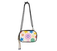 Cute Colorful Star Circles West Crossbody Purse Men Trendy with Adjustable Strap Nylon Small Crossbody Phone Bag Walk the dog bolsas elegantes para mujer
