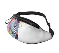 Cute Colorful Zebra Fanny Pack for Men Women, Waterproof Sports Waist Bag Fashion Belt Bag Crossbody Bags Hip Bum Bag with Adjustable Strap Large Sling Bag Purse for Travel Hiking