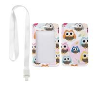 Cute Colourful Owls Badge Holder with White Lanyard, Work ID Card Holder, Vertical Cards Protector for Worker, Vertical ID Cards Protector for School, Nurse Essentials Bus Driver Accessories