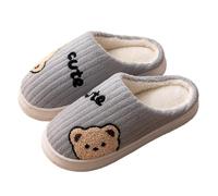 Cute Comfy House Slippers For Women Fuzzy Slippers Men Soft Cosy Bear Print Slipper Non Slip Warm Closed-Toe Slipper Fashionable Casual Shoes For Couples Bedroom Shoe For Halloween And Christmas
