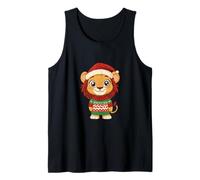Cute Comic Christmas Lion | Xmas Party Tank Top