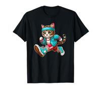 Cute Comic Running Cat Jogger Marathon T-Shirt